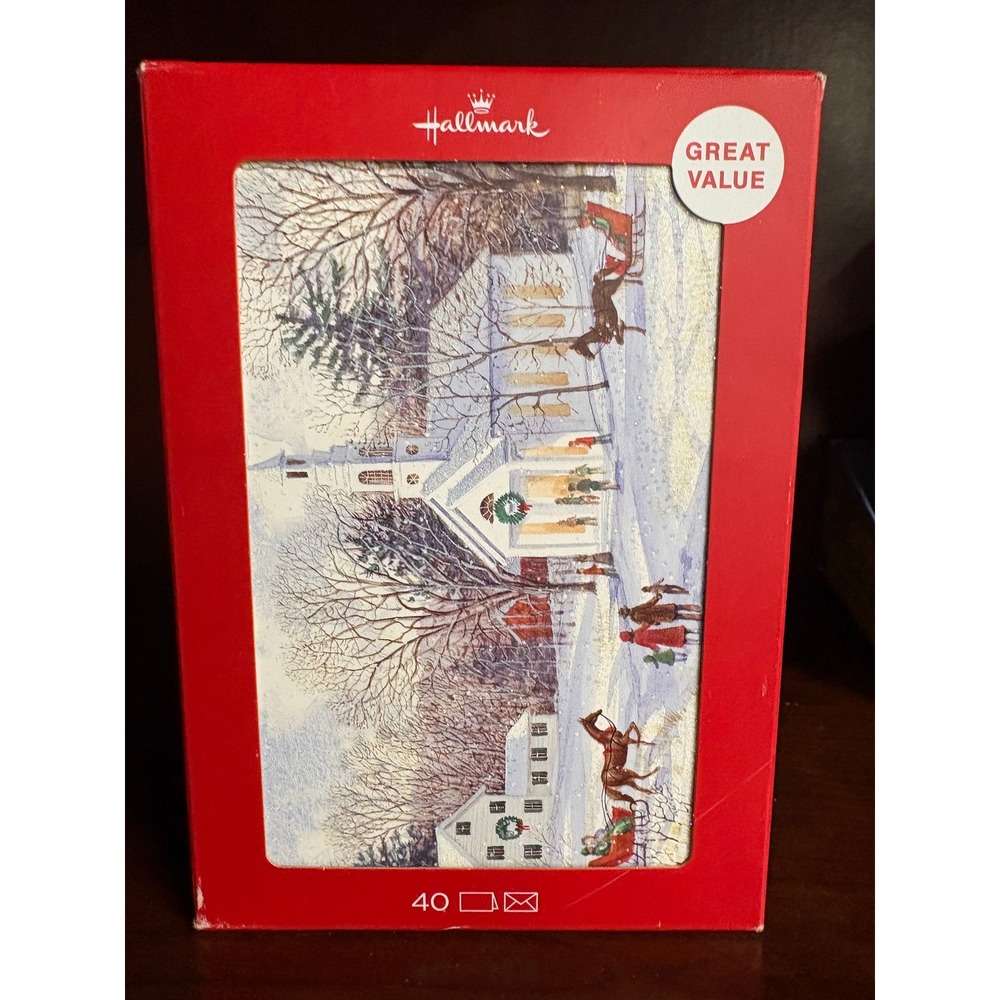 Hallmark Christmas Cards 40 Count Winter Village Sleigh Scene XPX1054